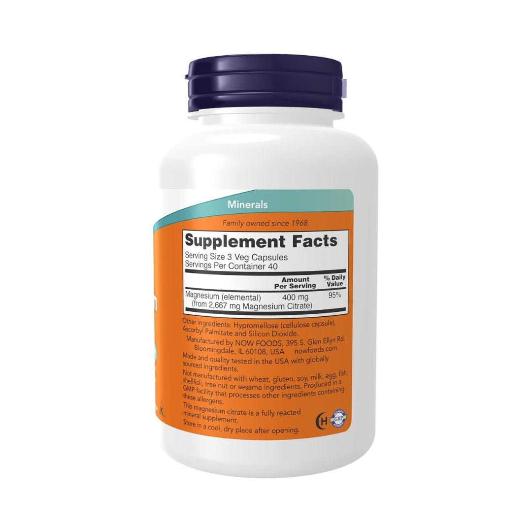 Magnesium Citrate 120 Capsulas Now