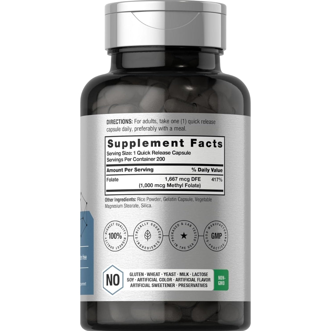 Methyl Folate 1000 Mcg 200 Capsulas Horbaach