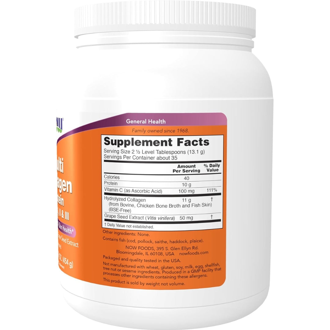 Multi Colageno Tipo 1 2 y 3 Con Proteina 454 Gr Now