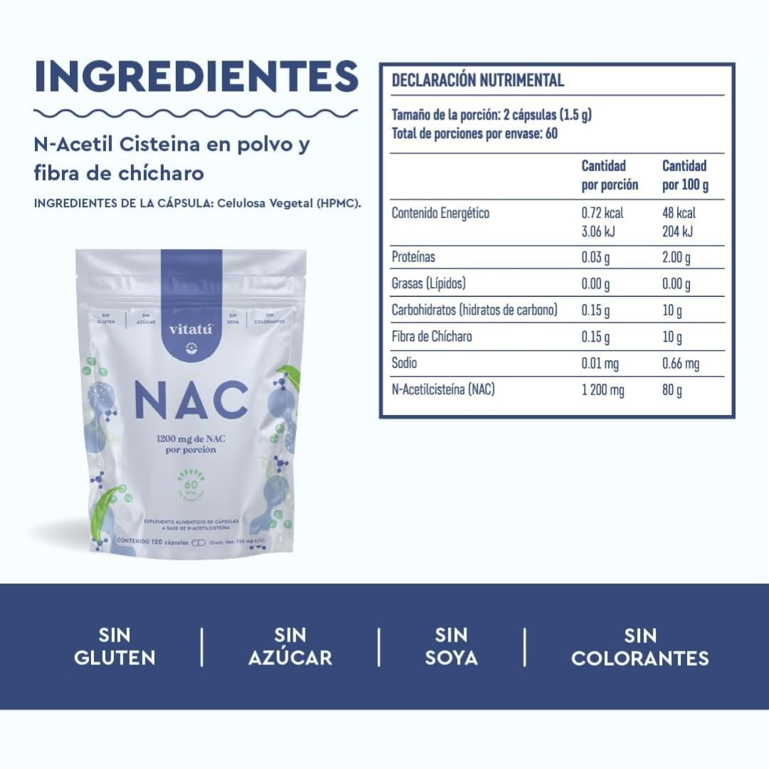 Nac 1200 Mg 120 Capsulas Vitatu