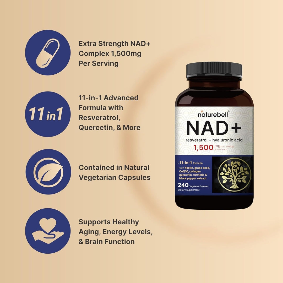 Nad Con Resveratrol Mas Acido Hialurónico 1500 Mg 240 Capsulas Naturebell