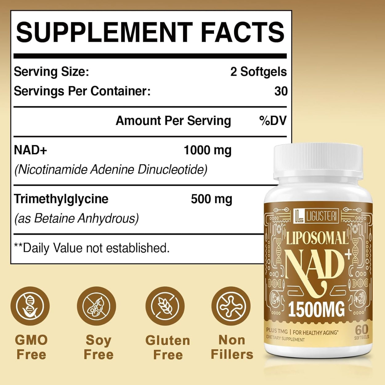Nad Liposomal 1500 Mg 60 Softgels Ligusteri