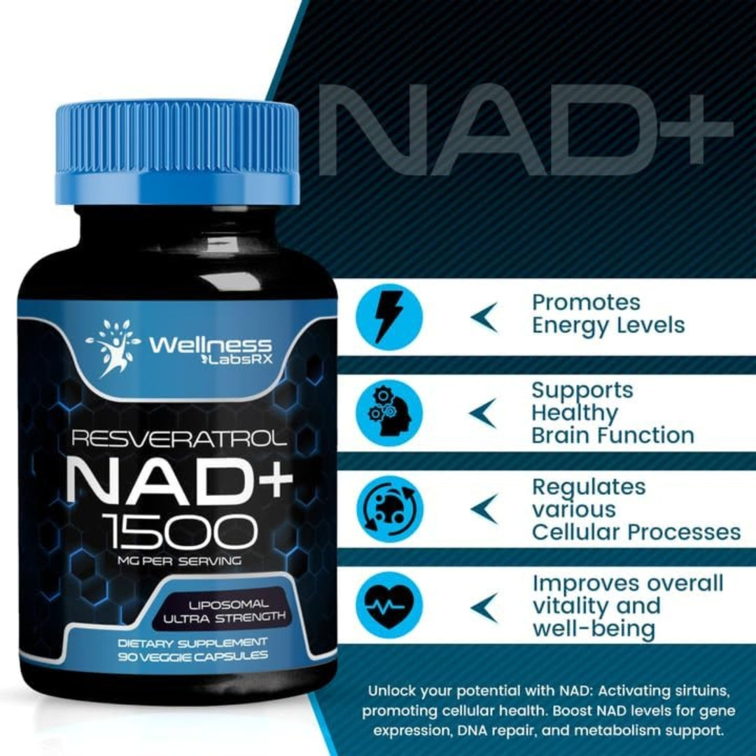 Nad con Resveratrol Liposomal 1500 Mg 90 Capsulas Wellness