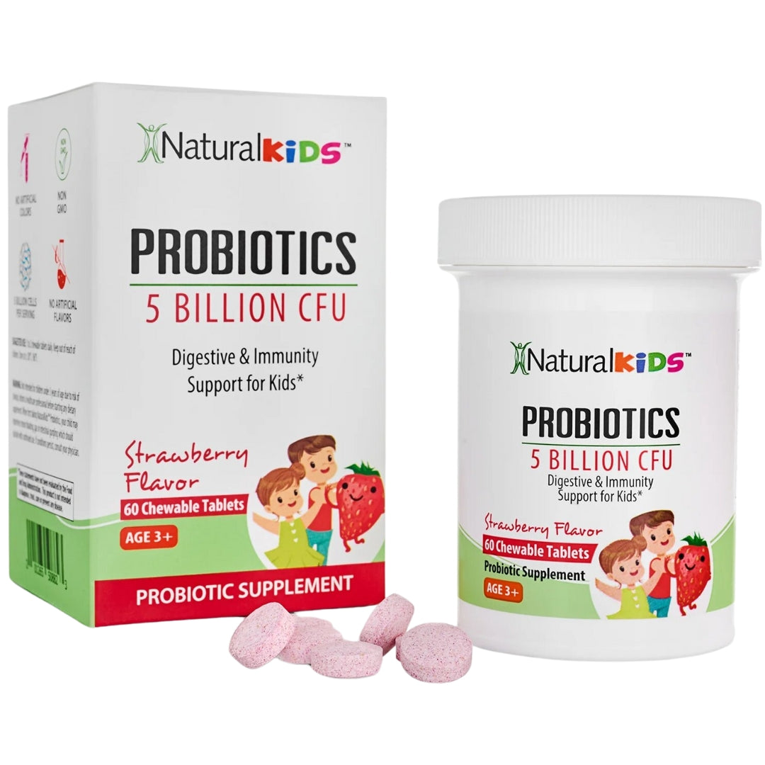 Probioticos Para Niños 5 Billones CFU 60 Tabletas Masticables Natural Slim