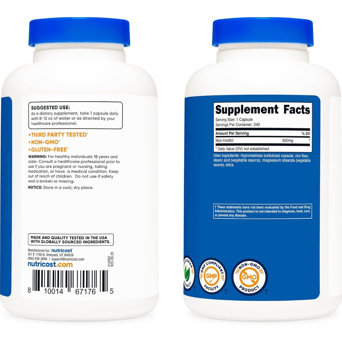 Inositol 500 Mg 240 Capsulas Nutricost