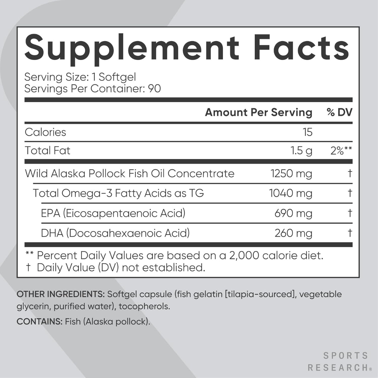 Omega 3 Fish Oil 90 Softgel Sports Research