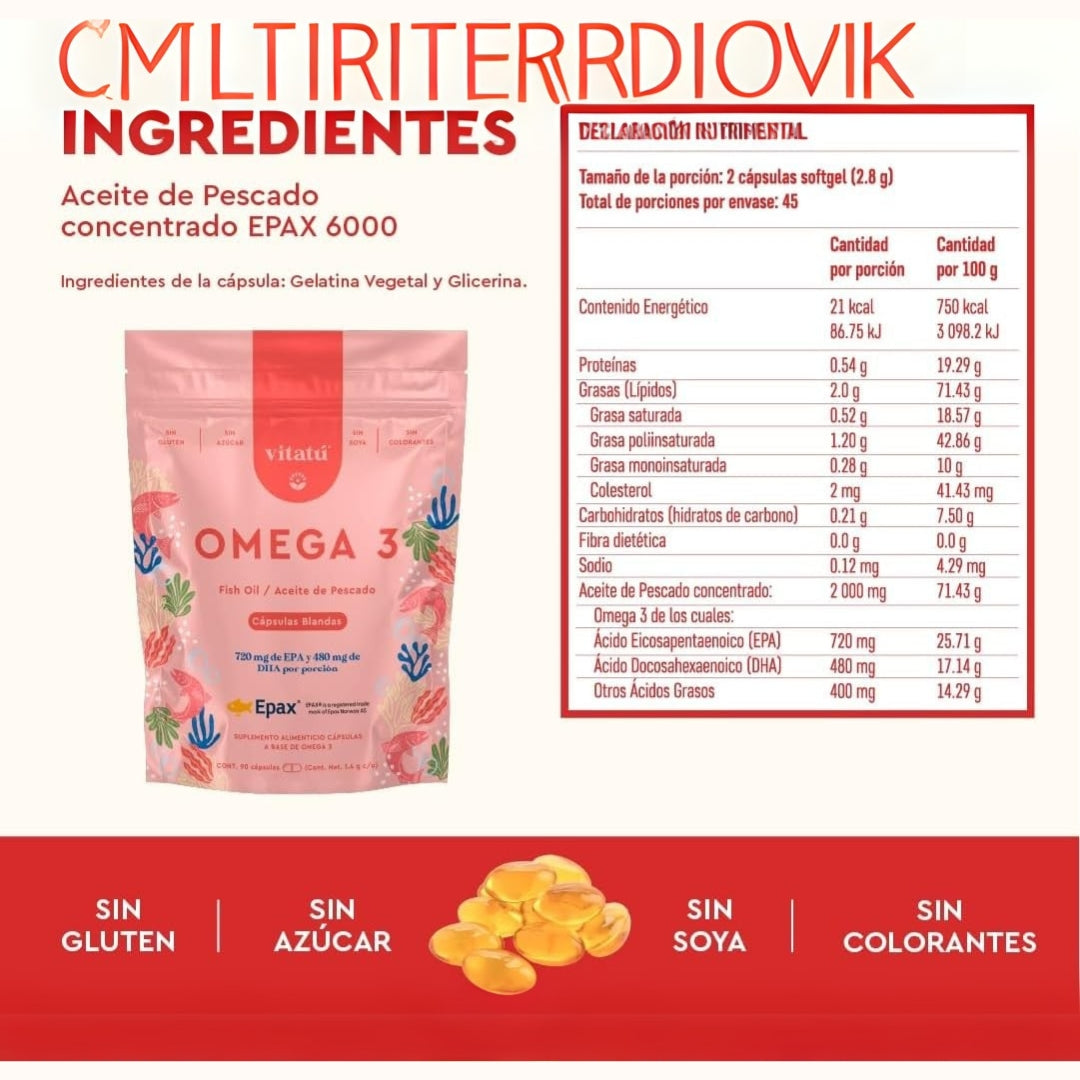 Omega 3 Salmon Noruego 90 Capsulas Vitatu
