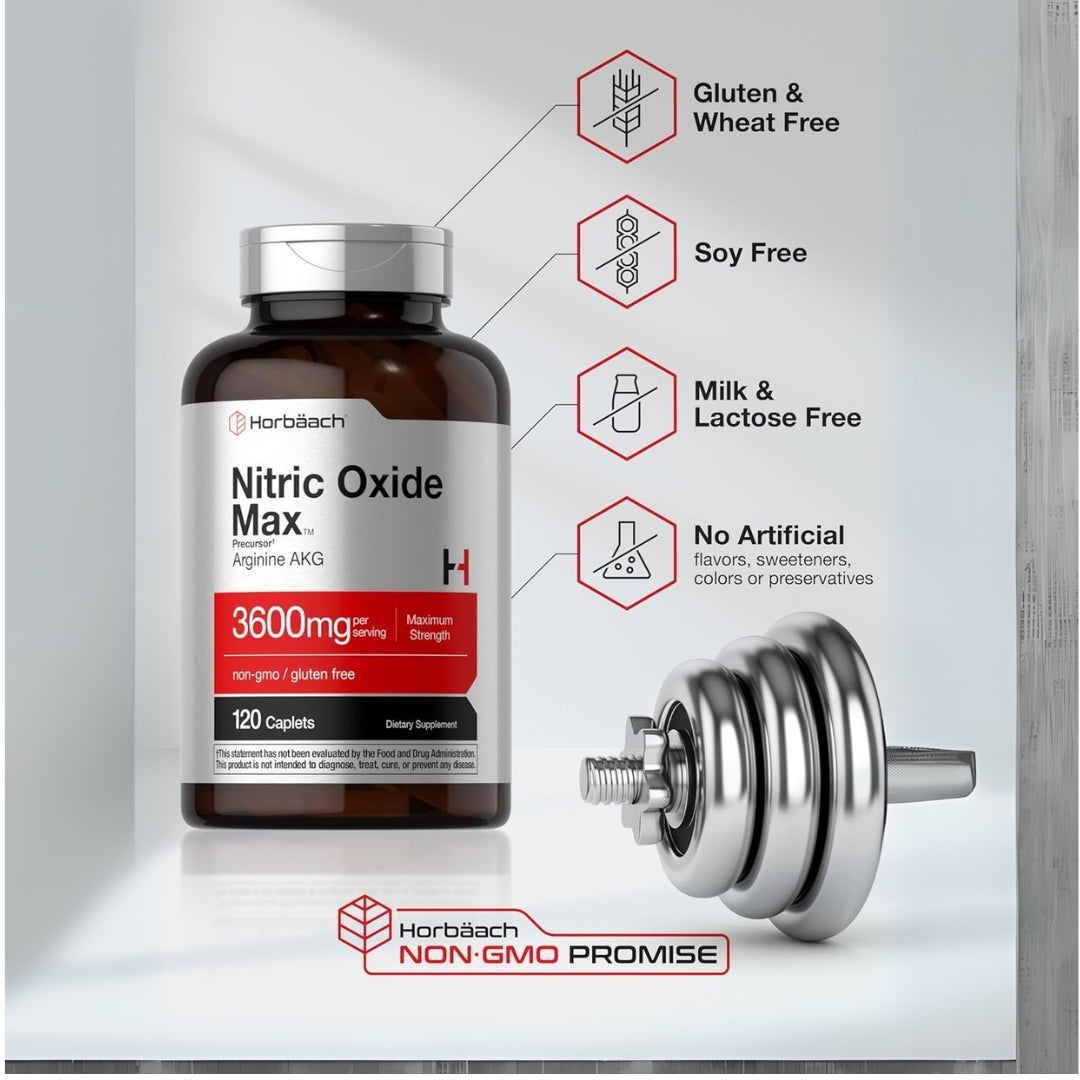 Oxido Nitrico Max 3600 Mg 120 Capsulas Horbaach