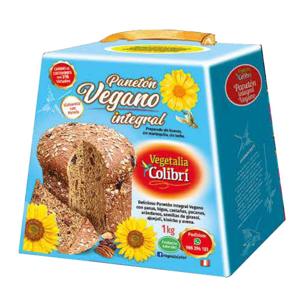 Panetón Integral Vegano Caja 1 Kg Vegetalia Colibri