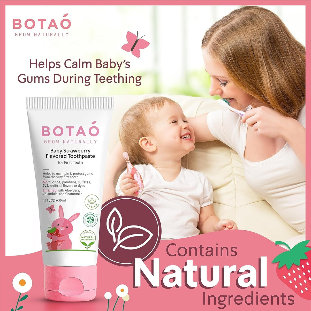 Pasta De Dientes Baby Strawberry Toothpaste Sin Fluor 50 Ml Botao