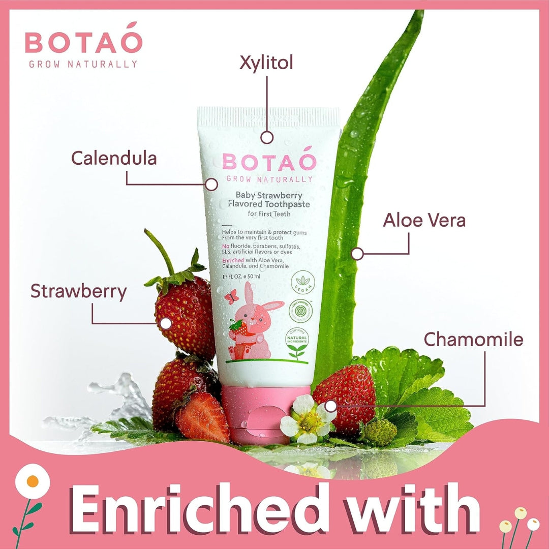 Pasta De Dientes Baby Strawberry Toothpaste Sin Fluor 50 Ml Botao