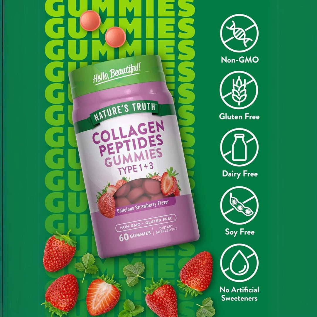 Peptidos De Colageno Tipo 1 Y 3 60 Gomitas Natures Truth