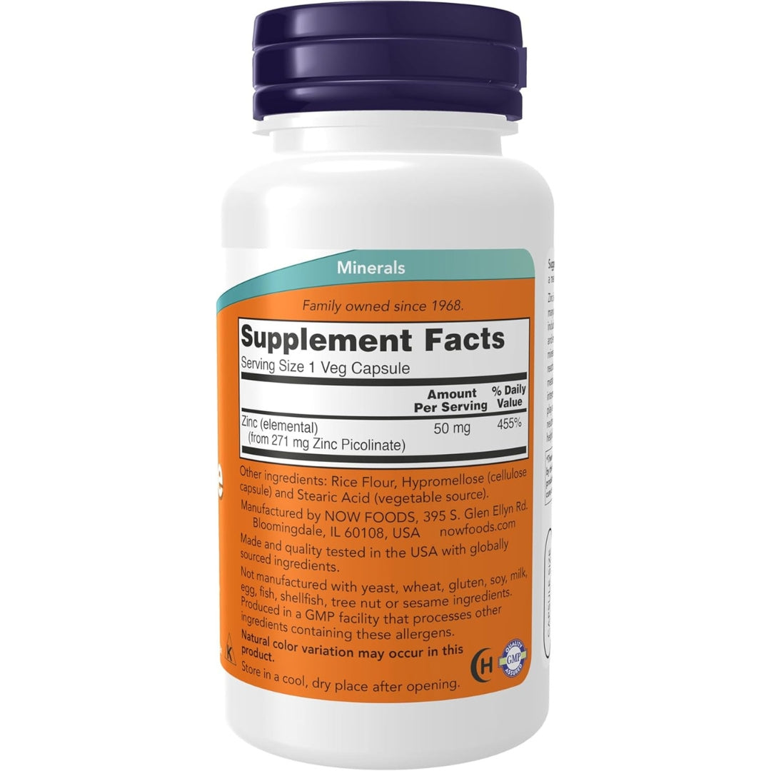 Picolinato de Zinc 50 Mg 120 Capsulas Now