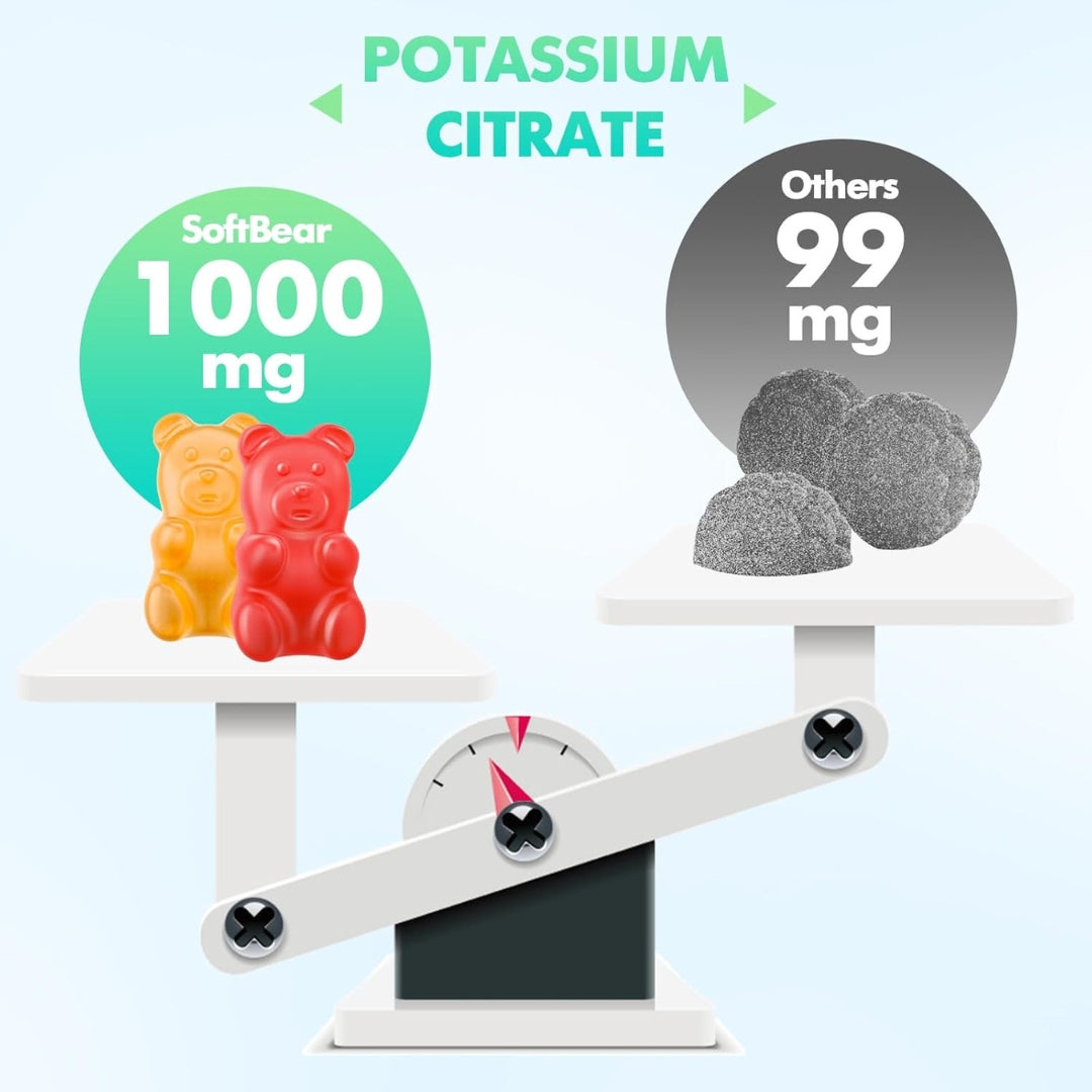 Potasio Gummies 1000 Mg Sin Azucar 60 Gomitas Softbear