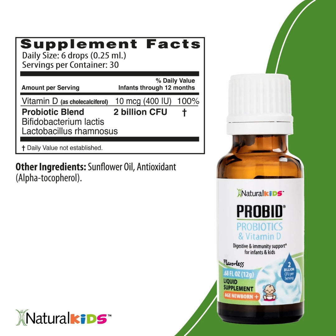 Probid Probioticos Y Vitamina D para Bebes y Niños 12 Gr Natural Slim