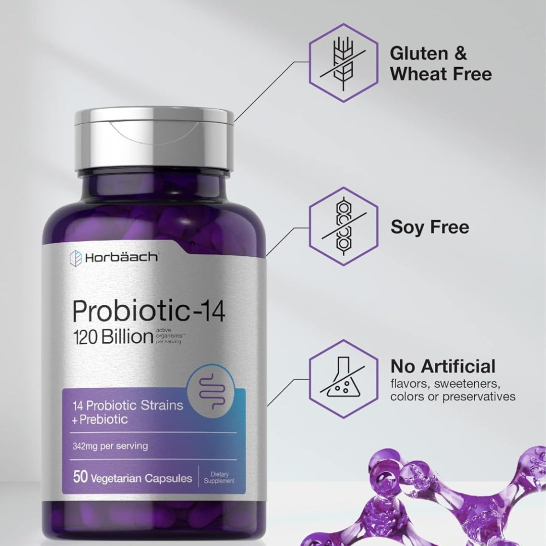 Probiotico 14 Cepas 120 Billones 50 Capsulas Horbaach