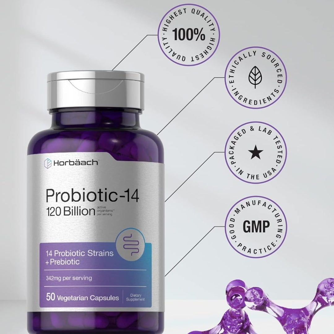 Probiotico 14 Cepas 120 Billones 50 Capsulas Horbaach