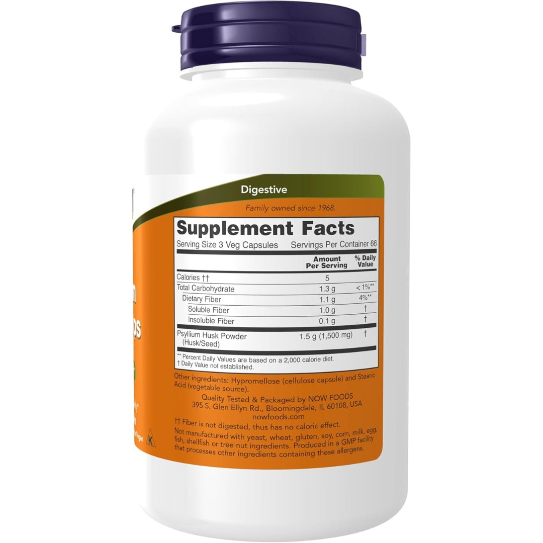 Psyllium Husk 500 Mg 200 Capsulas Now