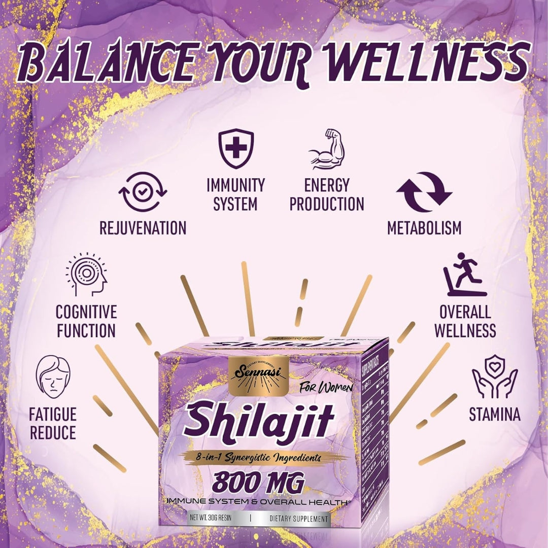 Resina Shilajit 8en1 800 Mg Para Mujer 30Gr Sennasi