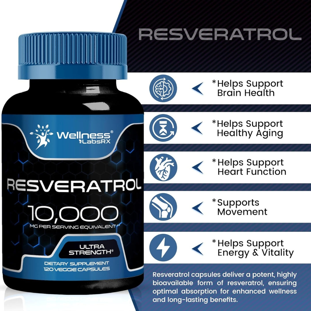 Resveratrol 10000 Mg 120 Capsulas Wellness