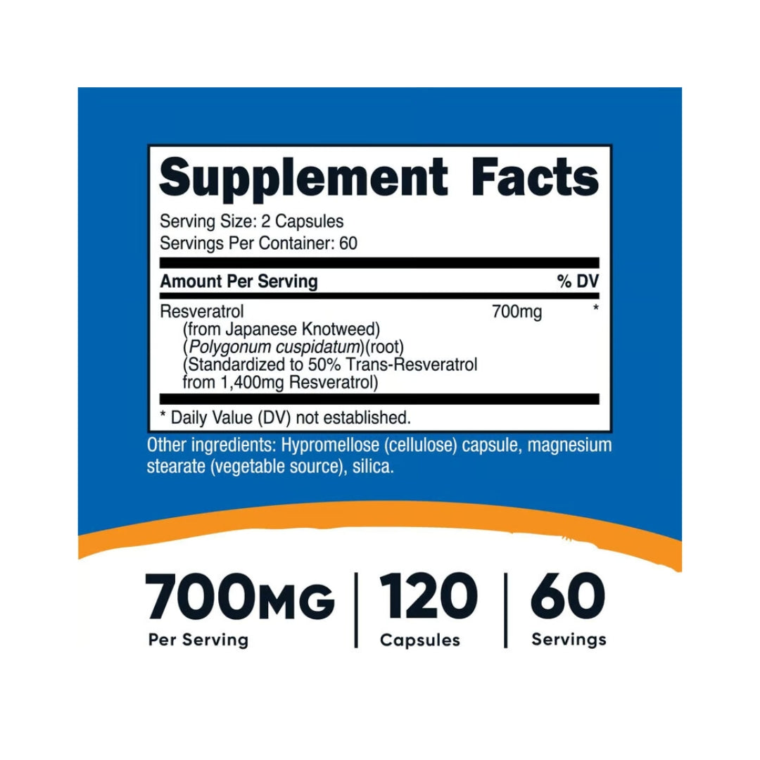 Resveratrol 700 Mg 120 Capsulas Nutricost