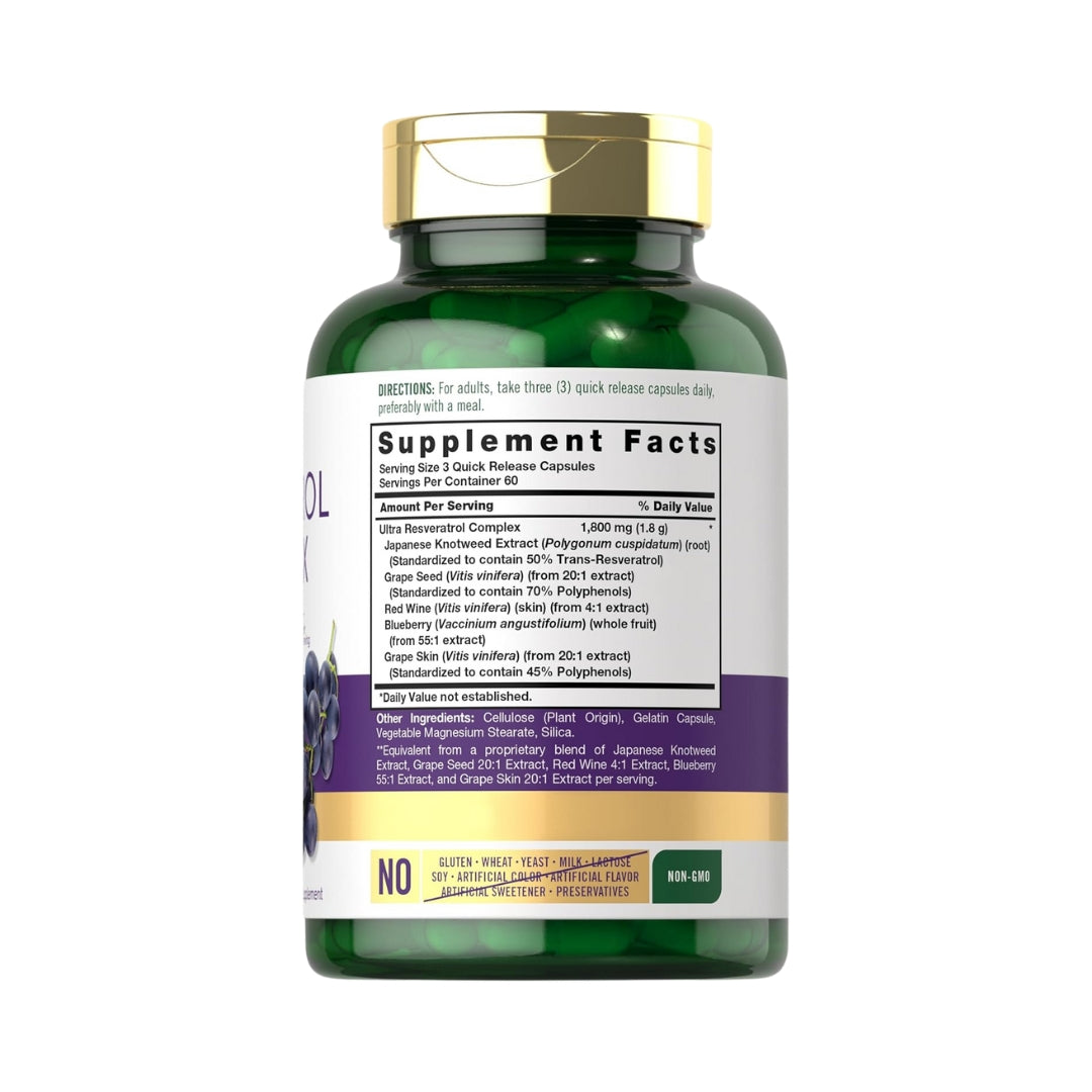 Resveratrol Complex 1800 Mg 180 Capsulas Carlyle