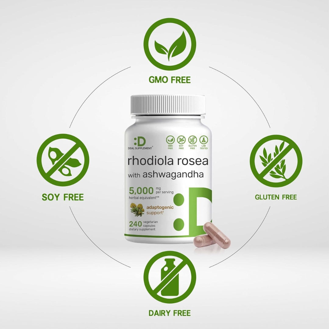 Rhodiola Rosea con Ashwagandha 5000 Mg 240 Capsulas Deal Supplement