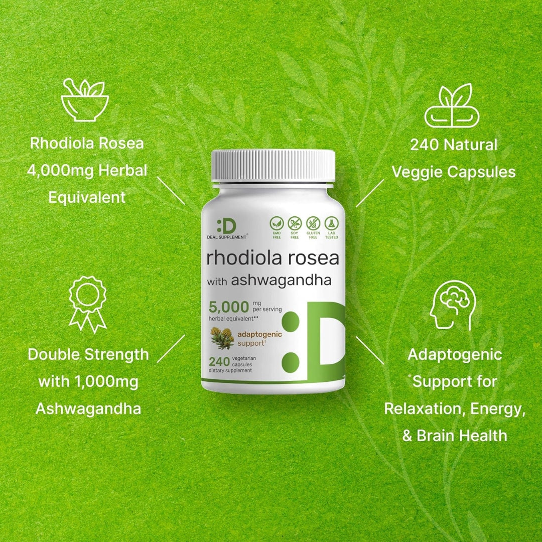 Rhodiola Rosea con Ashwagandha 5000 Mg 240 Capsulas Deal Supplement