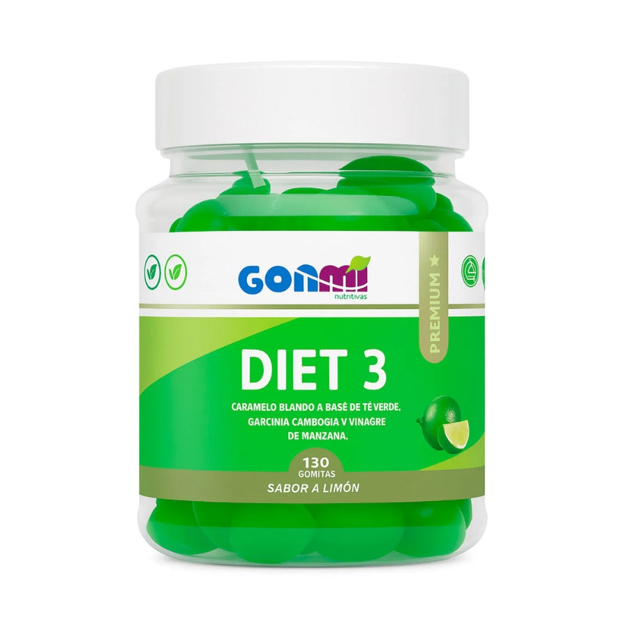 Diet 3 Vinagre De Manzana Garcinia Cambogia y Te Verde 130 Gomitas Gonmi