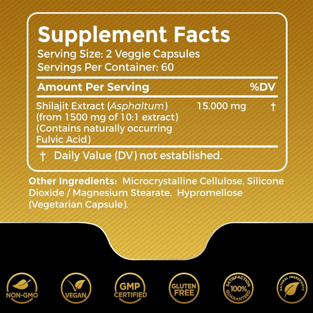 Shilajit 15000 Mg 120 Capsulas Wellness