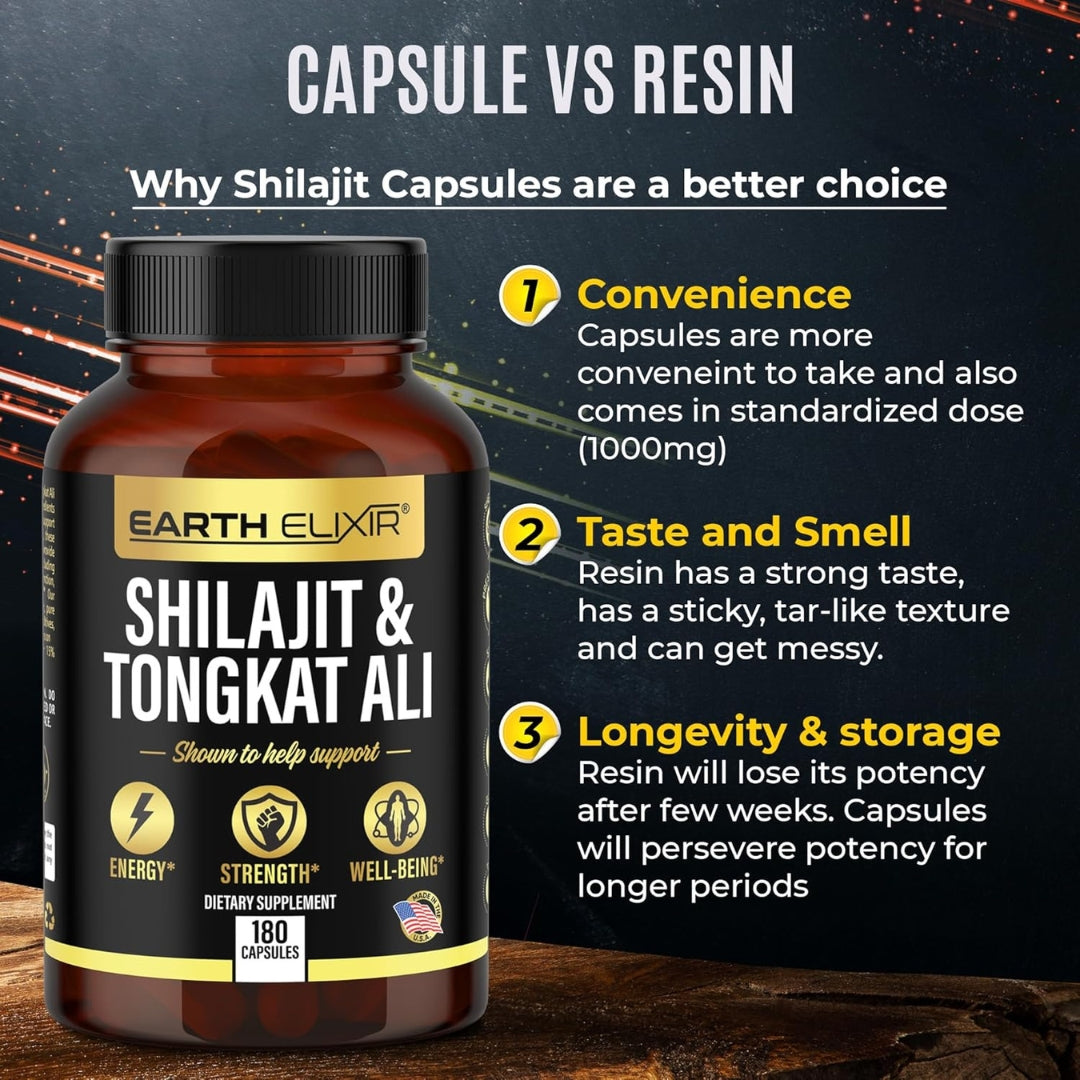 Shilajit Tongkat Ali 180 Capsulas Earth Elixir