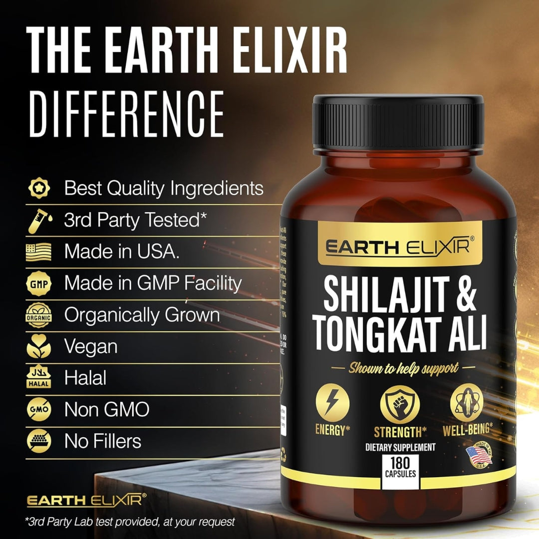 Shilajit Tongkat Ali 180 Capsulas Earth Elixir