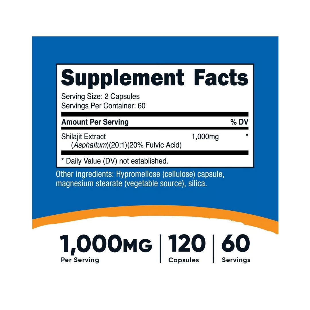 Shilajit 1000 Mg 120 Capsulas Nutricost