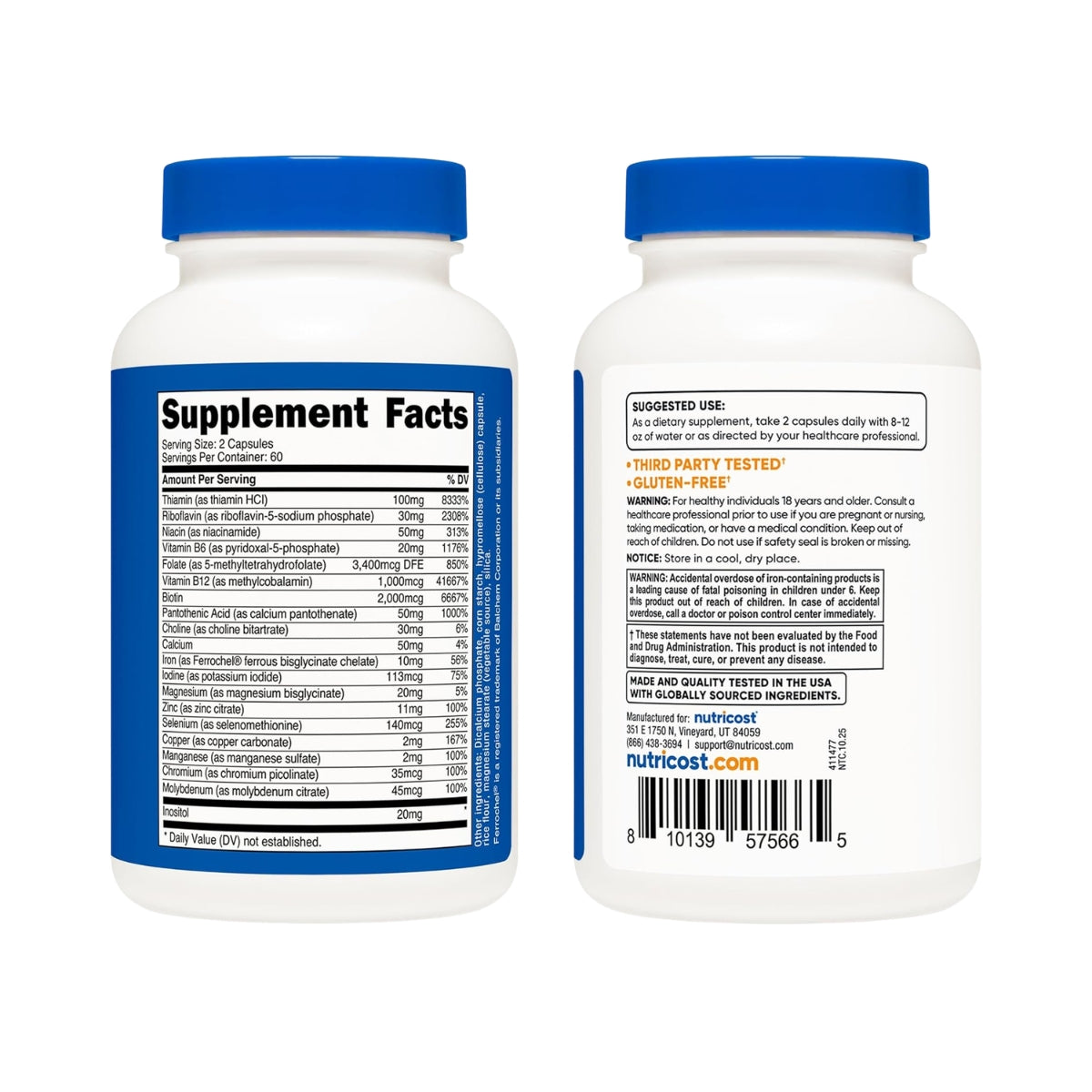 Complejo B Metilado 120 Capsulas Nutricost