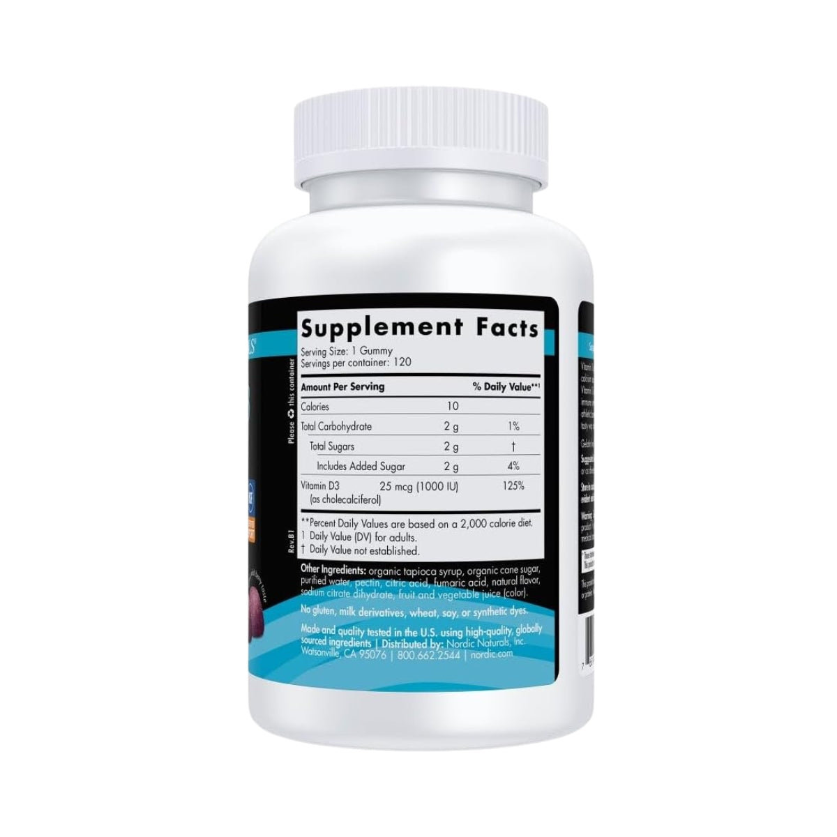 Vitamina D3 Sport 1000 IU Gummies 120 Gomitas Nordic Naturals
