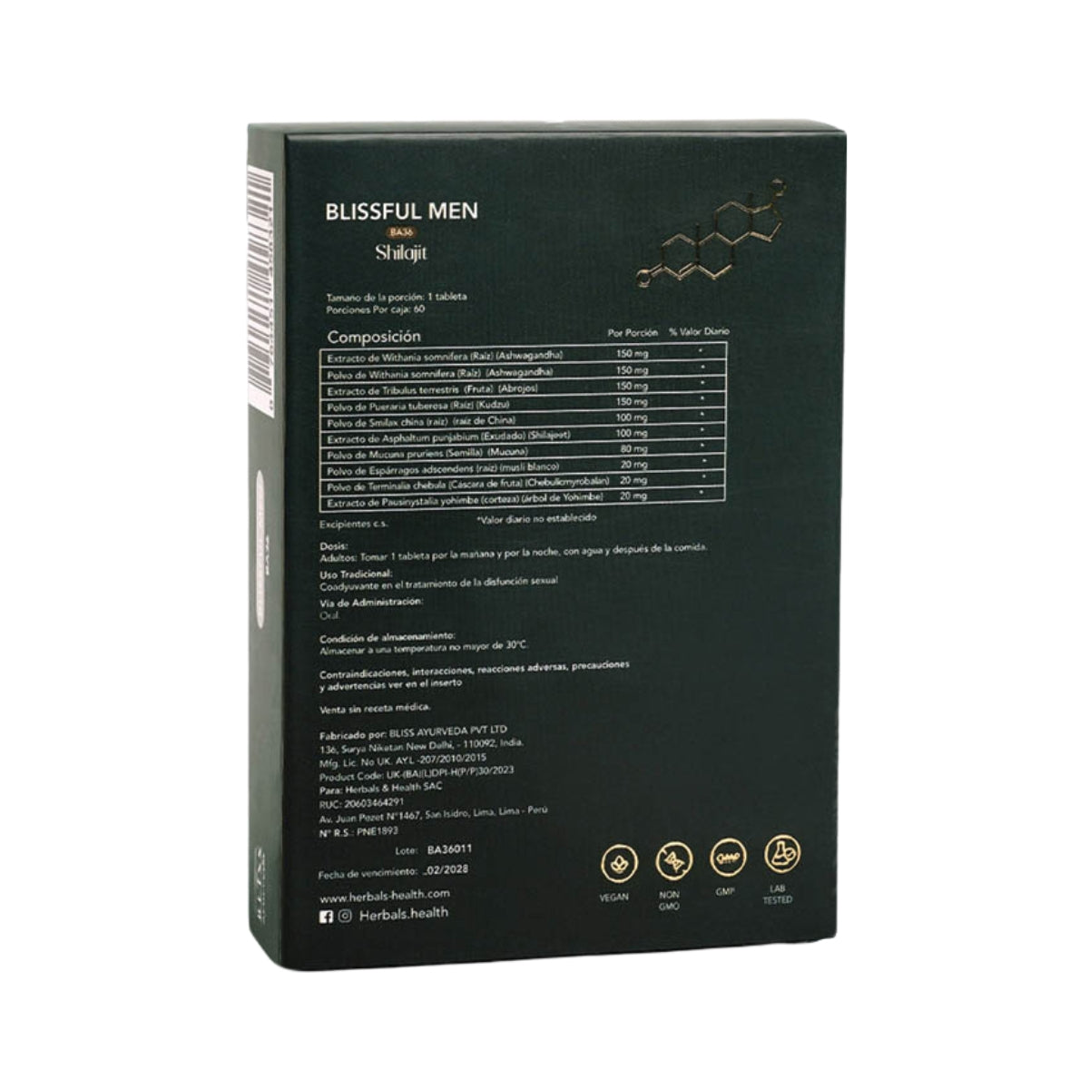 Blissful Men Shilajit 60 Tabletas Herbals & Health