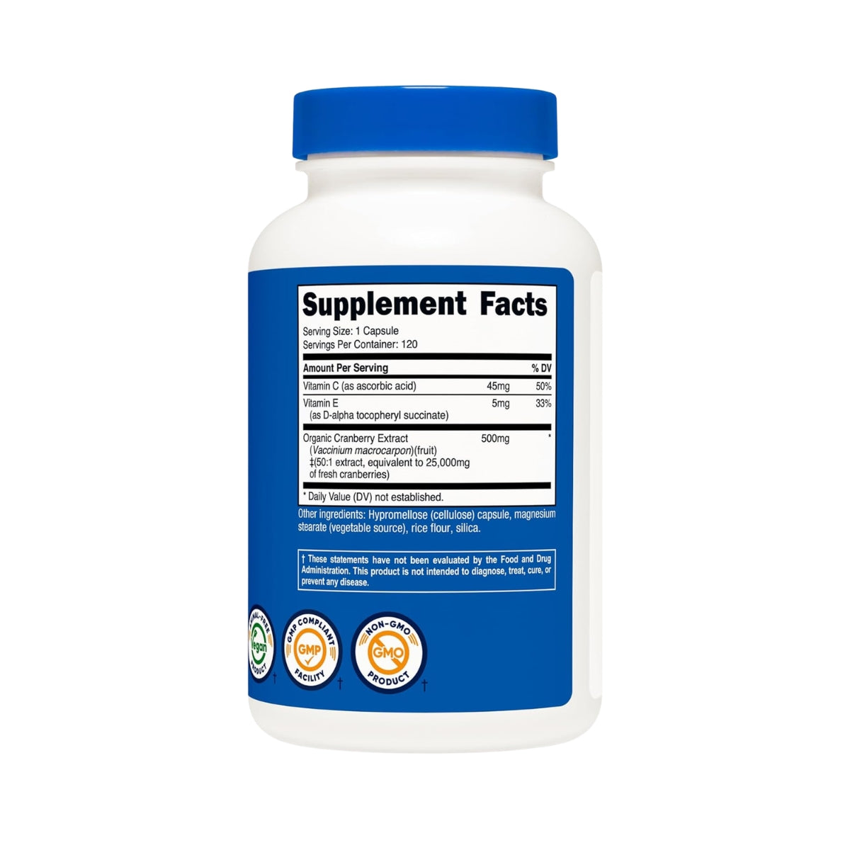 Cranberry 25 000 Mg Con Vitamina C y E 120 Capsulas Nutricost