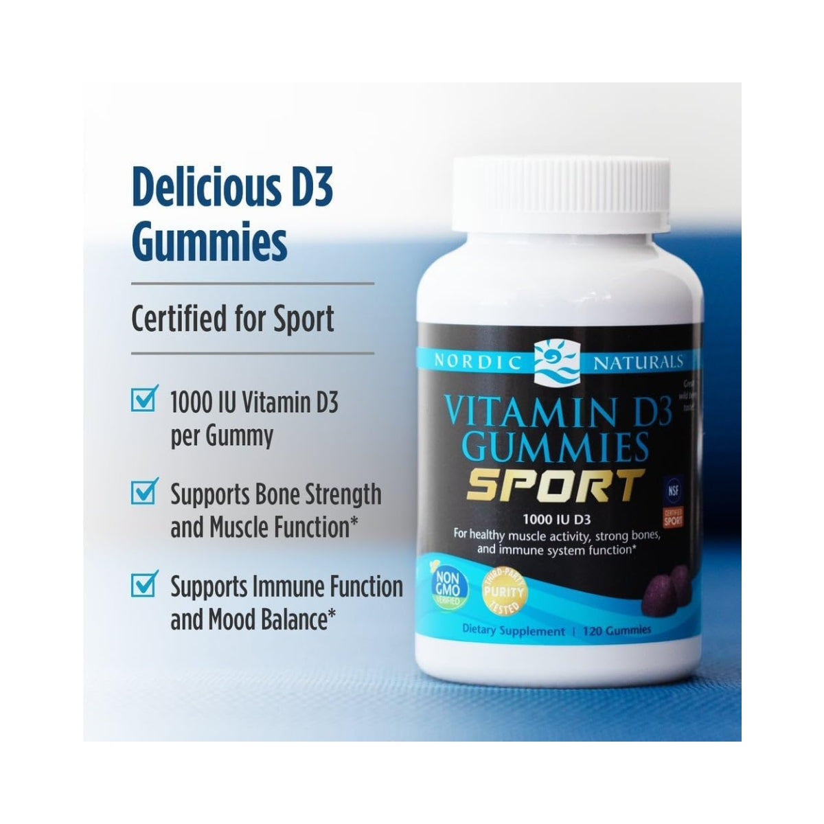 Vitamina D3 Sport 1000 IU Gummies 120 Gomitas Nordic Naturals