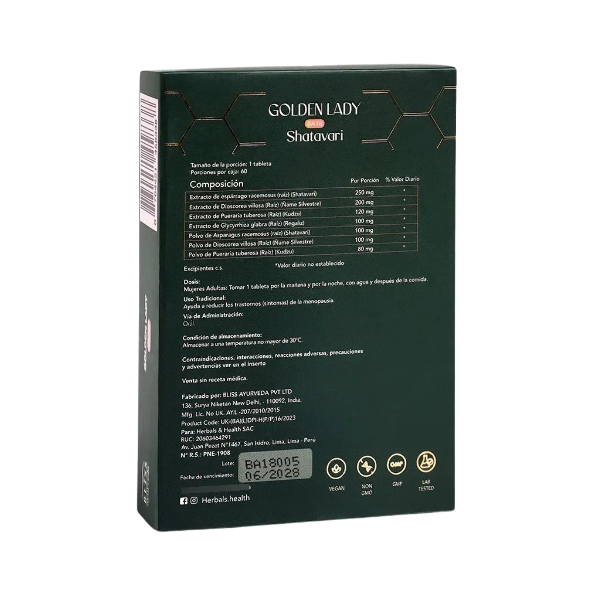 Golden Lady Shatavari 60 Tabletas Herbals & Health