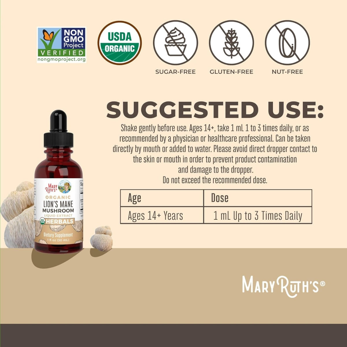 Extracto de Melena de Leon Organico 30 Ml Mary Ruths