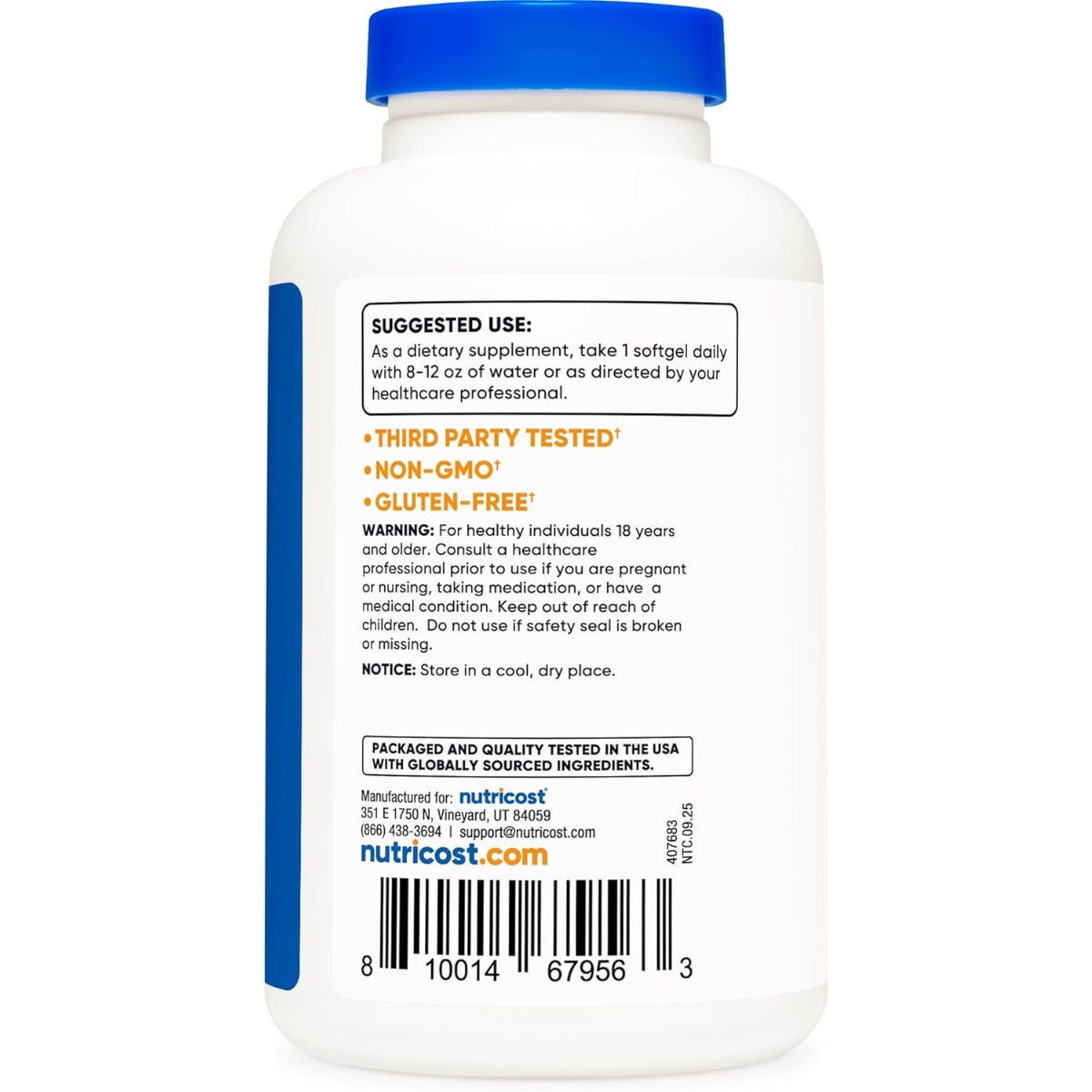 Vitamina E 400 IU 240 Capsulas Nutricost