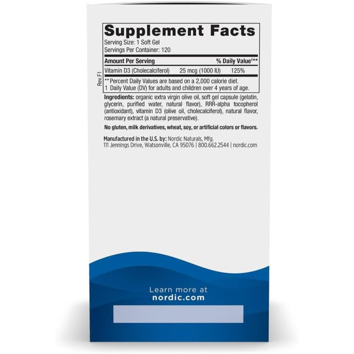 Vitamina D3 1000 IU 120 Mini Sofgels Nordic Naturals