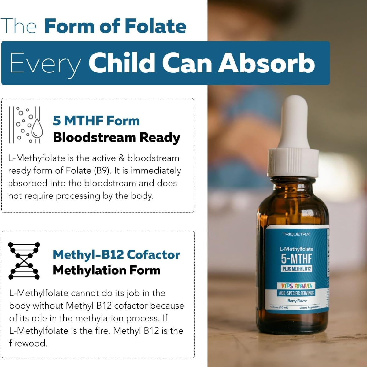 L Metilfolato Con Metil B12 5 MTHF Kids Organico 30 Ml Triquetra