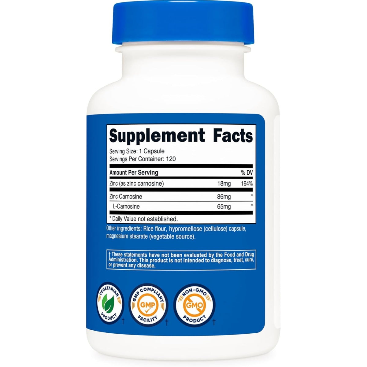 Zinc Carnosine 86 Mg 120 Capsulas Nutricost