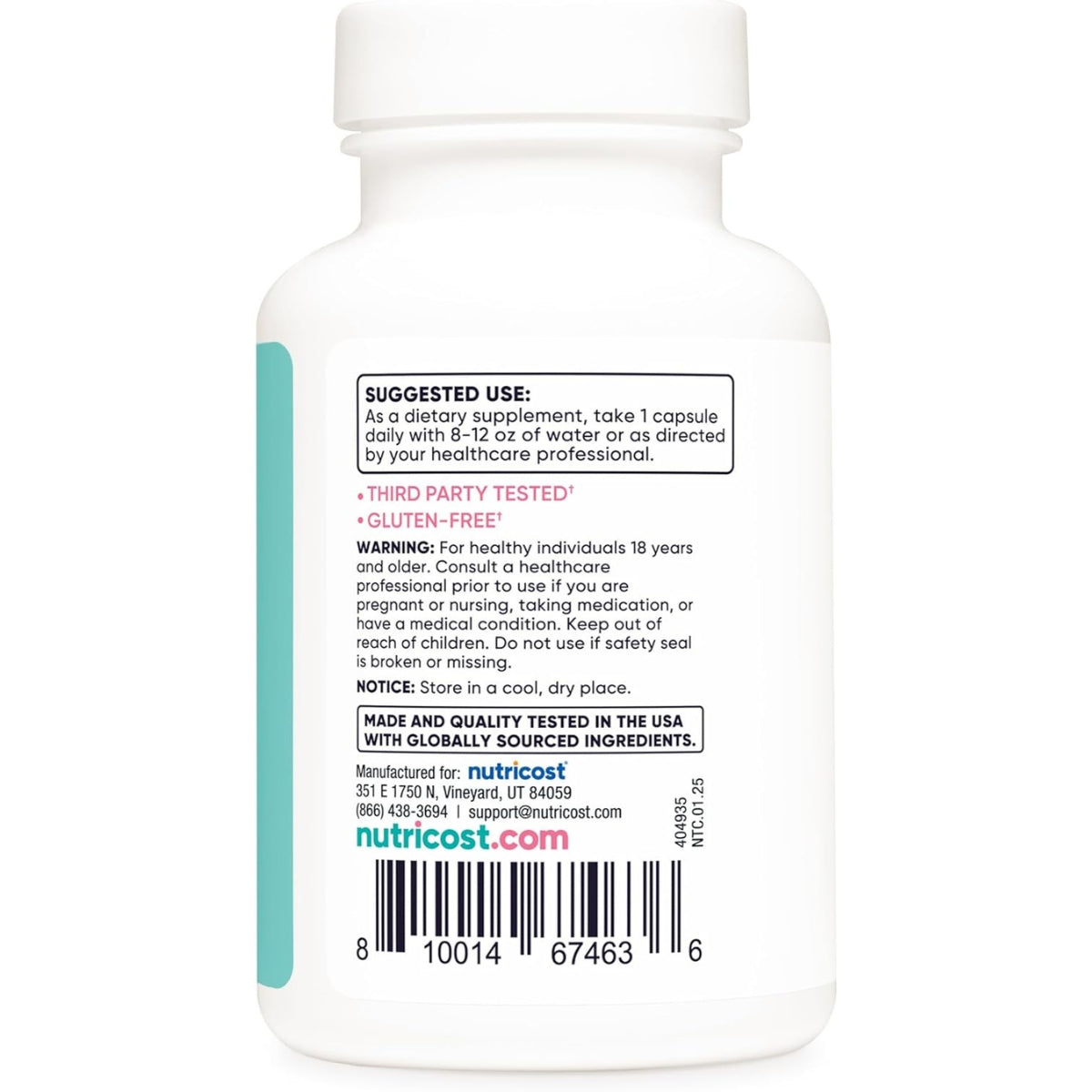Acido Folico Con Biotina y Vitaminas B12 1200 Mg 120 Capsulas Nutricost Women