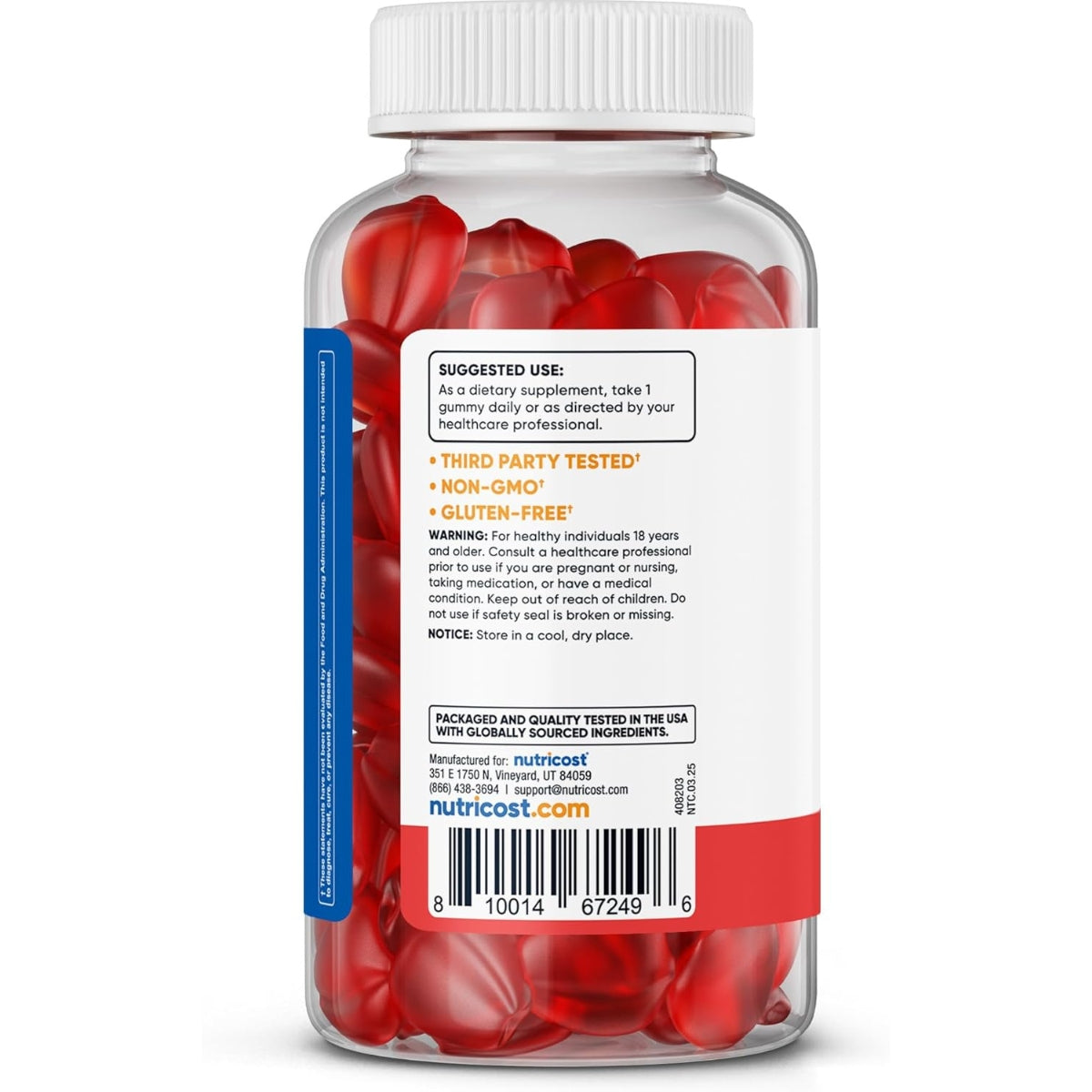 Vinagre de Sidra de Manzana 500 Mg 120 Gomitas Nutricost
