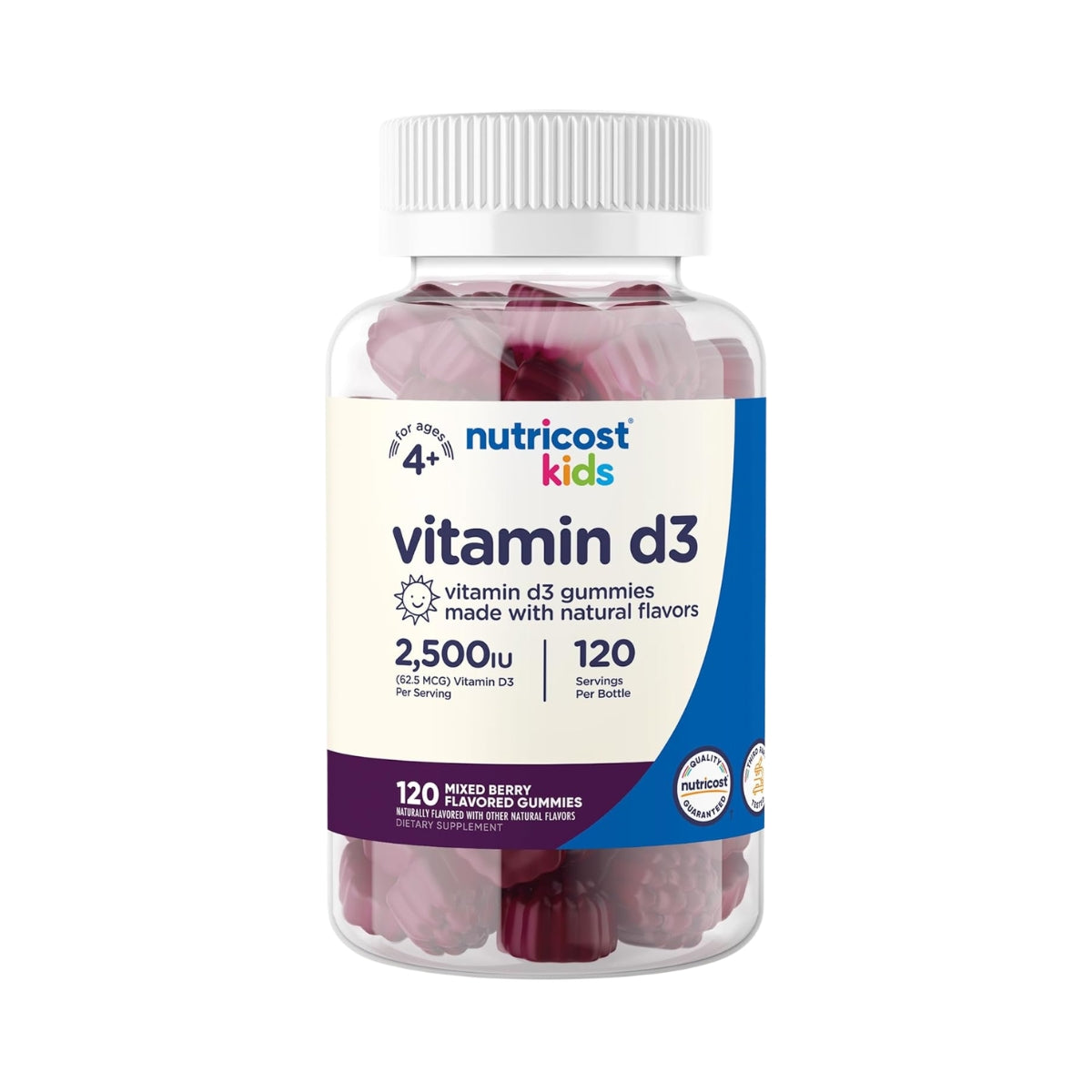 Vitamina D3 Kids 2500 IU 120 Gomitas Nutricost