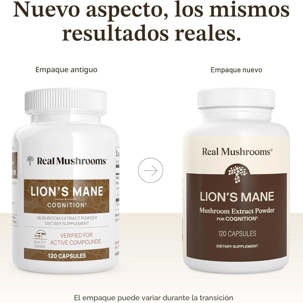 Melena de león 120 Capsulas Suplemento cerebral Real Mushrooms