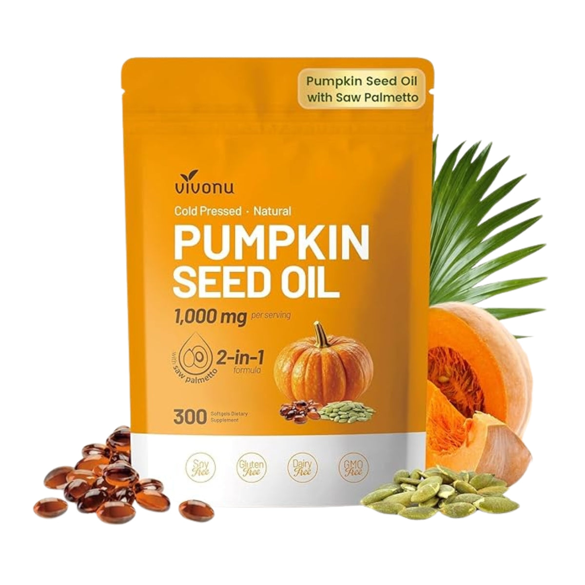 Aceite De Semilla De Calabaza 1000 Mg 300 Sofgels Vivonu