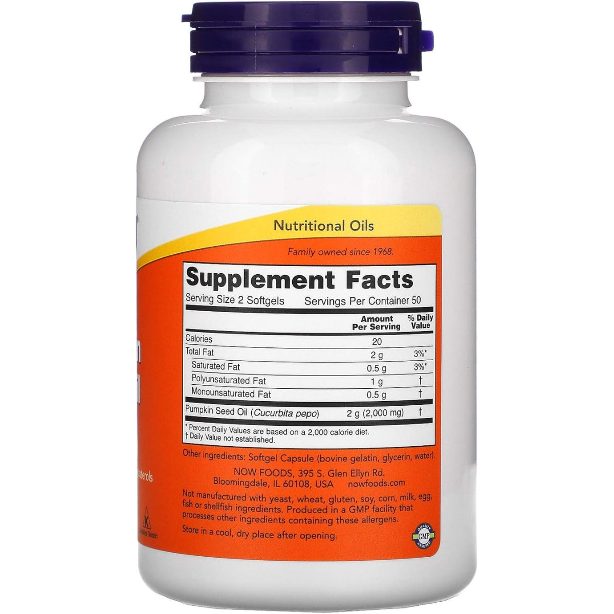 Aceite De Semilla De Calabaza 1000 Mg 100 Sofgels Now